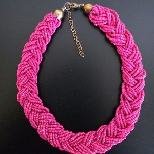 Hot Pink beaded collar necklace